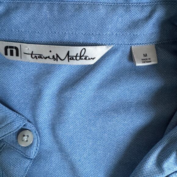 Travis Matthew Polo Men's M  Blue Collared Mid Stripe Golf Logo - Picture 7 of 8